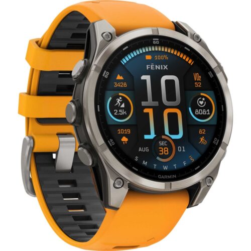 Garmin fenix 8 AMOLED Sapphire GPS Smartwatch - 47mm - Graphit/Spark Orange Titan