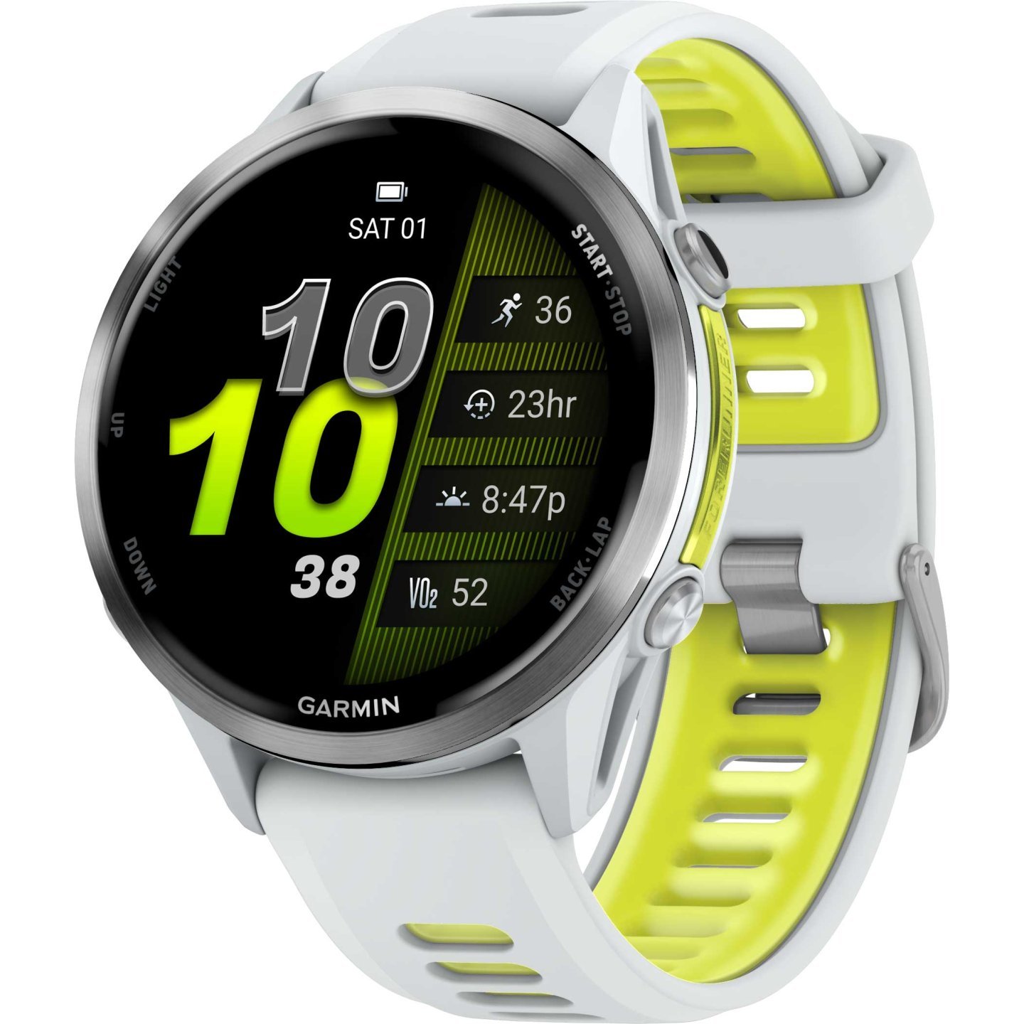 Garmin Forerunner 970 GPS Smartwatch - Steinweiss/Amp Yellow Titan