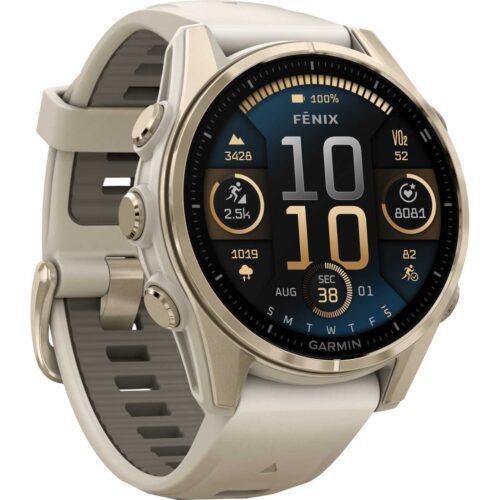 Garmin fenix 8 AMOLED Sapphire GPS Smartwatch - 43mm - Nebelgrau/Softgold