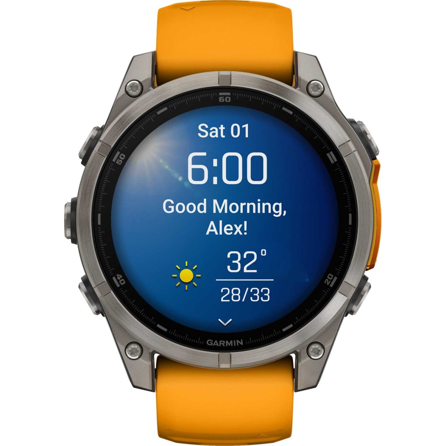 Garmin fenix 8 AMOLED Sapphire GPS Smartwatch - 47mm - Graphit/Spark Orange Titan – Bild 5